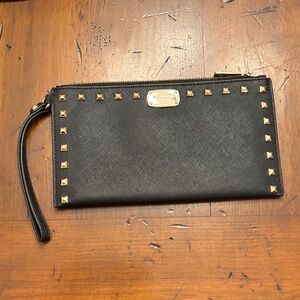 Michael Kors Black Pouch with Gold Details